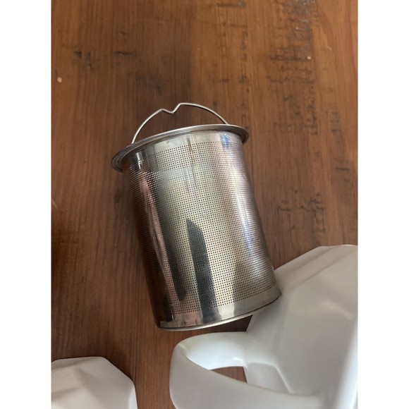 Teavana 32oz White Potter's Mark Ceramic Teapot Set w/ 8 Tea Cups / Infuser - Picture 7 of 12